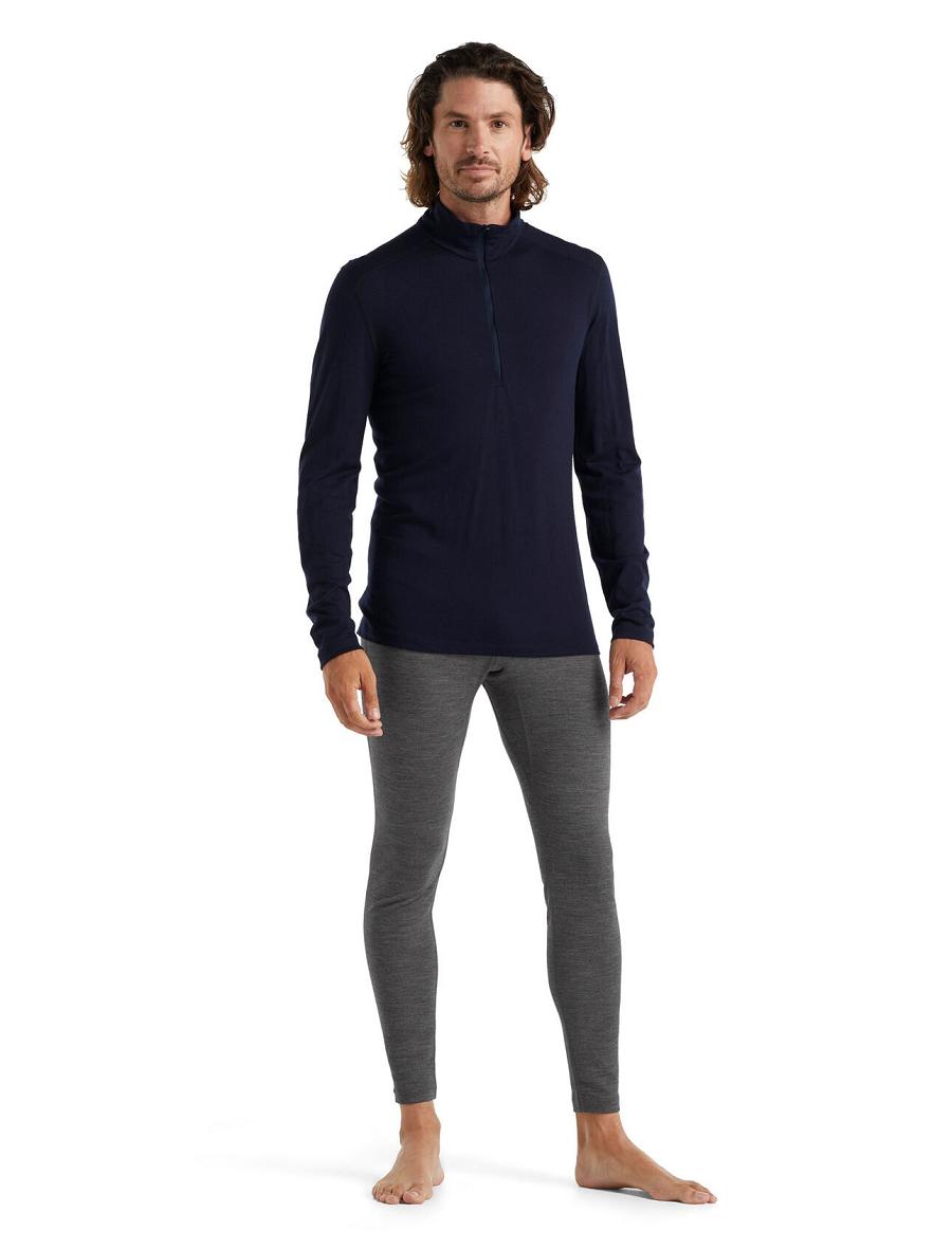 Midnight Navy Icebreaker Merino 200 Oasis Long Sleeve Half Zip Thermal Top Men's Base Layers | AU 1359OKIR